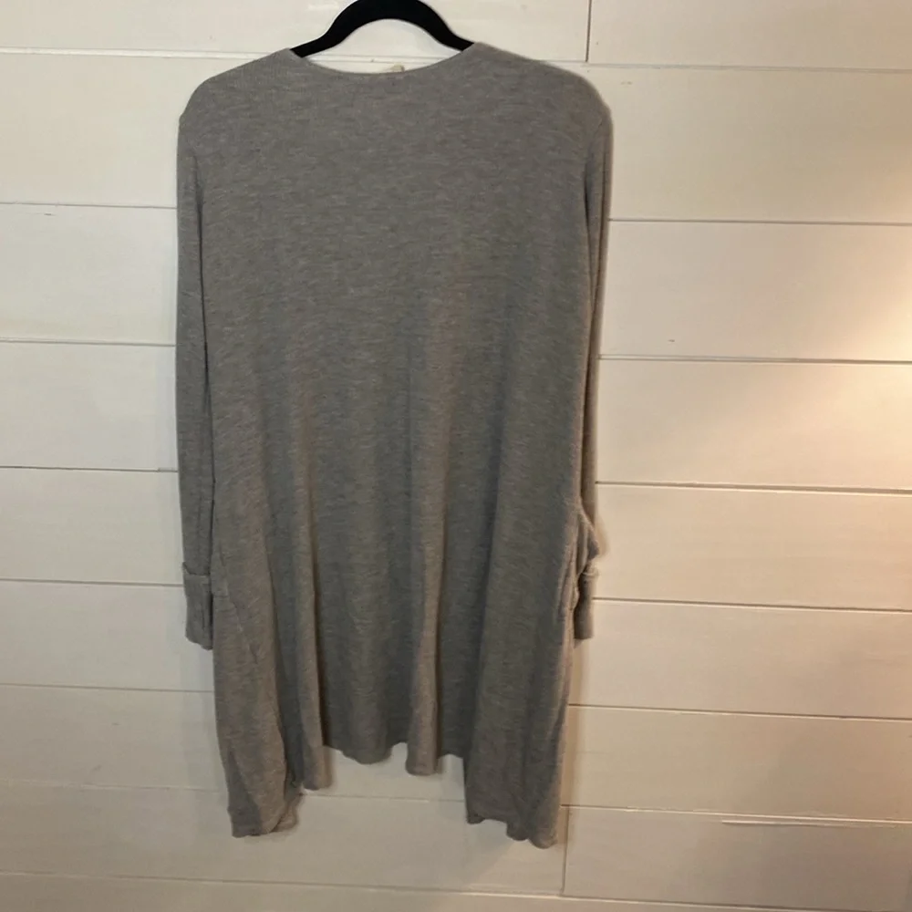 Emory Park Lightweight Cozy Knit Long Cardigan Sweater. Light Gray. Size L.